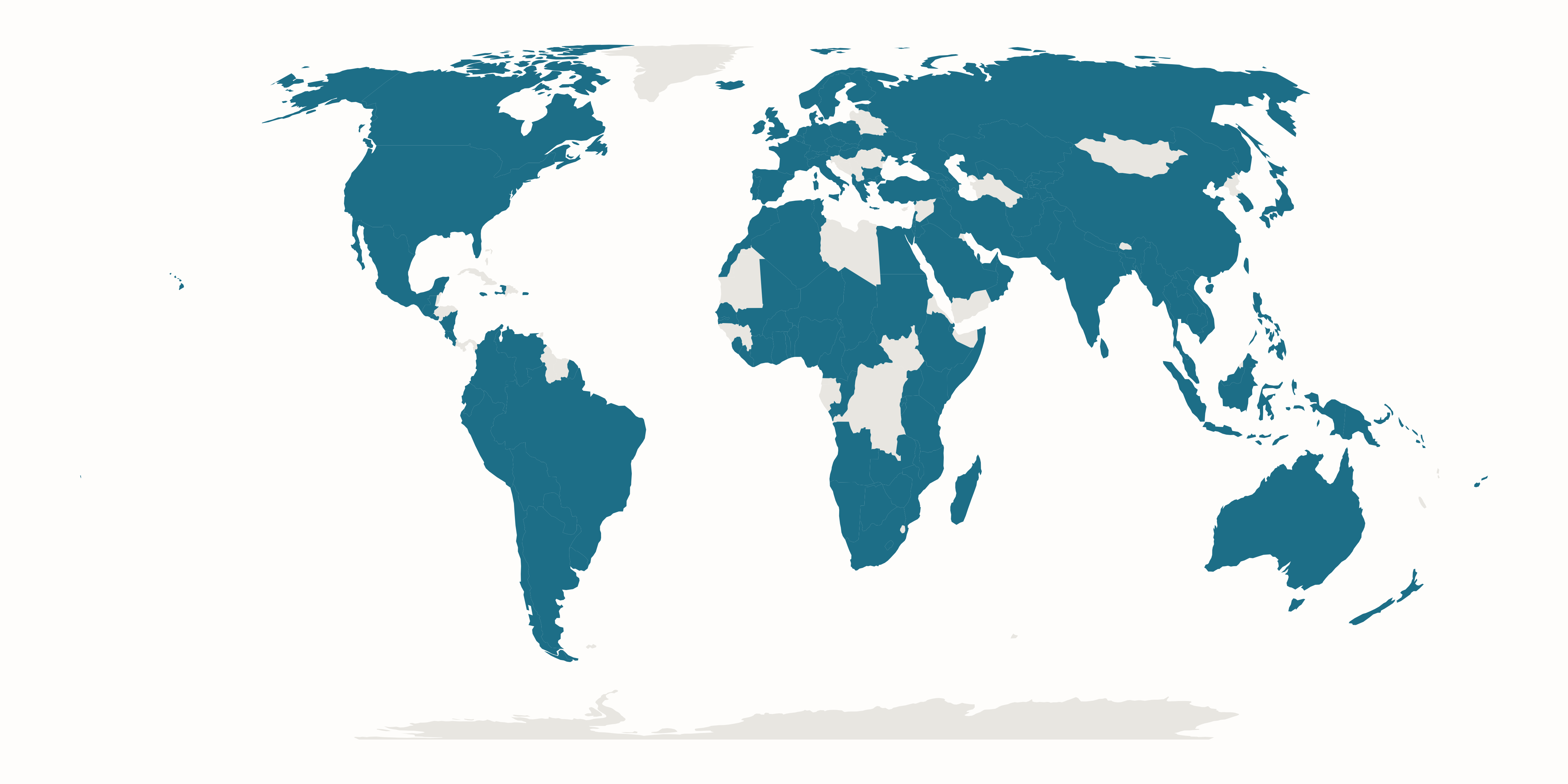World map showing countries with IDEA community highlighted in teal